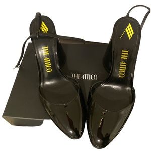 THE ATTICO BLACK PATENT LEATHER UNIQUE STYLE WOMENS HEELS ONLY WORN ONCE
